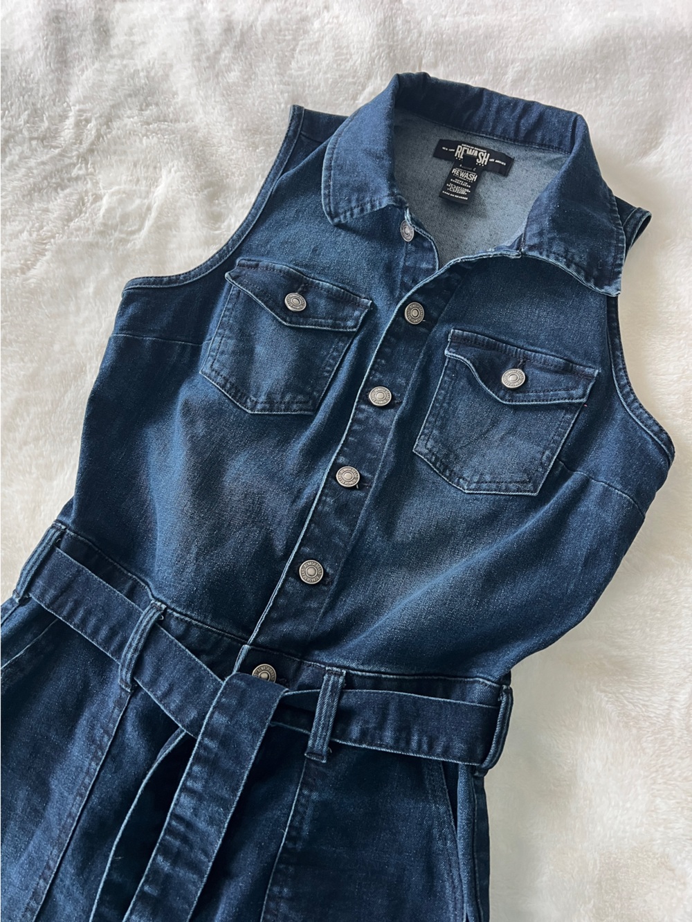ReWash Denim Sleeveless Jumpsuit, Size M - Picture 5 of 7